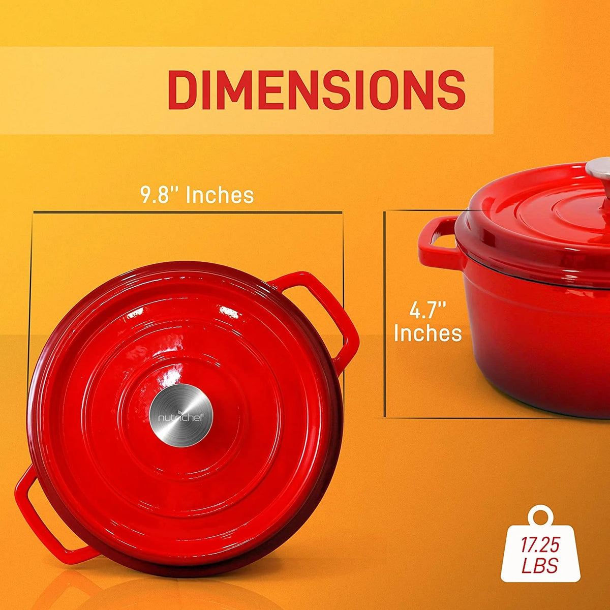 Red Enameled Cast Iron Dutch Oven M2247