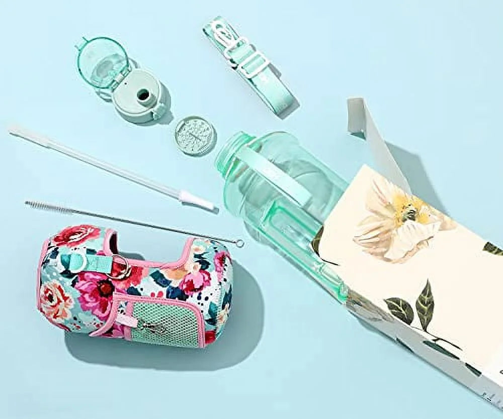 Floral Bloom 2.2L Water Bottle with Straw I5874