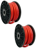 1/0 Gauge 50 ft Red Power/Ground Battery Wire Cables Set J59867