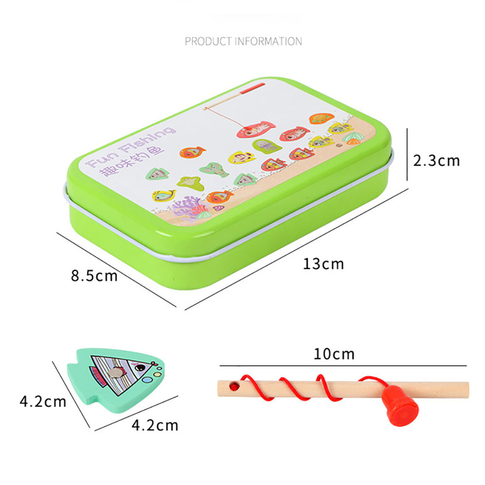 15pcs Wooden Magnetic Fishing Toy with 15 Fish and 1 Rod K5073