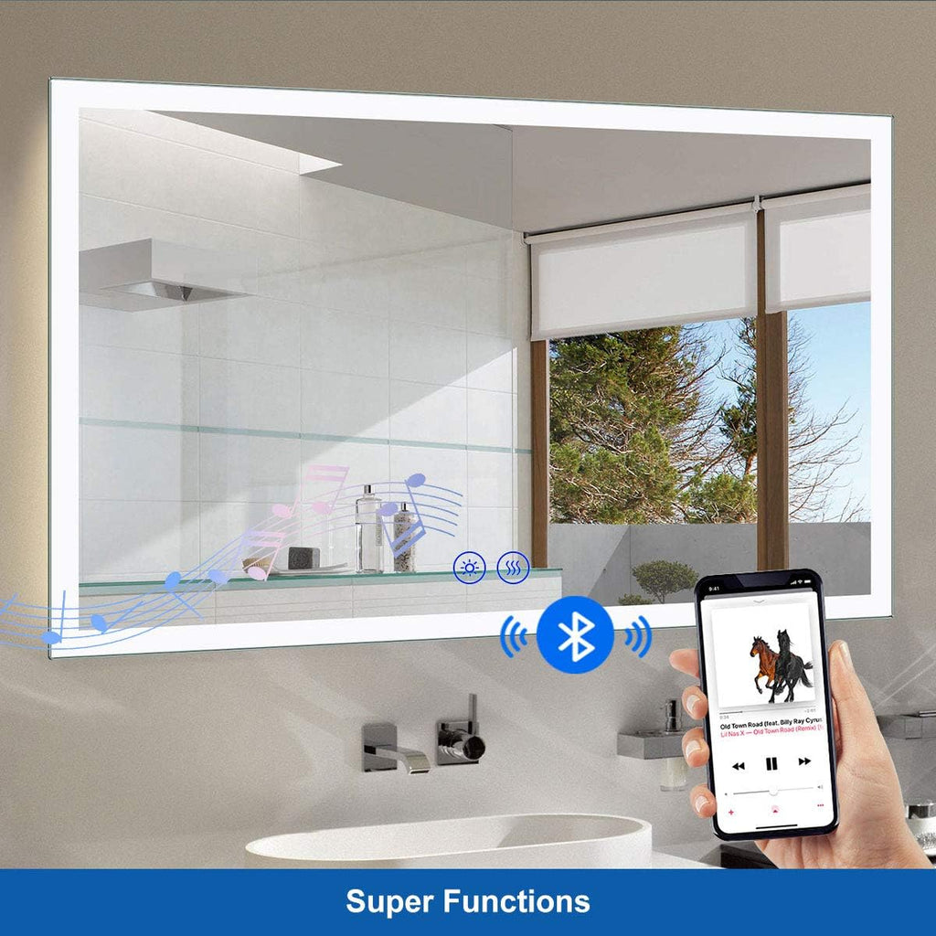 Dimmable Anti-Fog LED Bathroom Mirror with Bluetooth Function, Wall Mounted A688