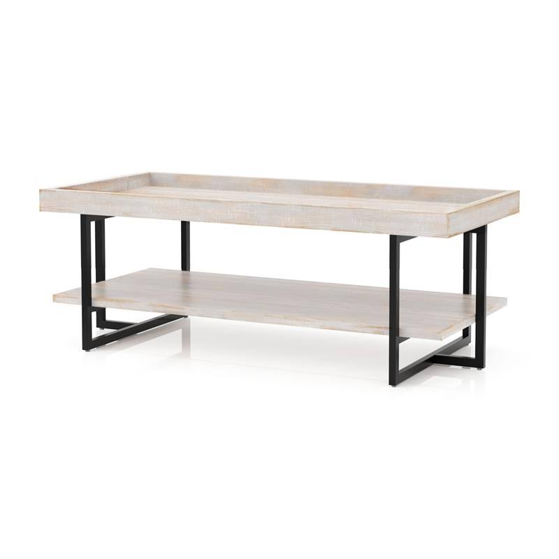 Antique White 2-Piece Wood Coffee Table Set L741289