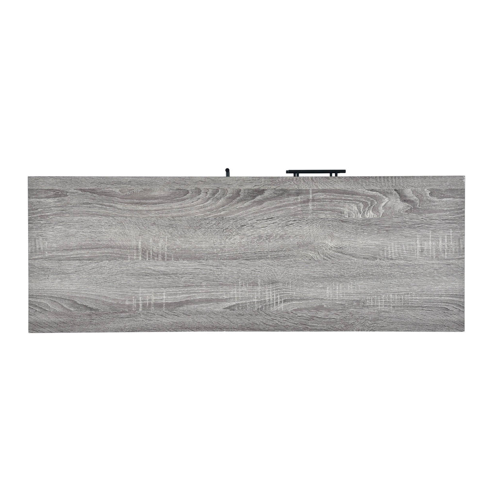 6 Shelf Cabinet Brown Oak Matte Black O733