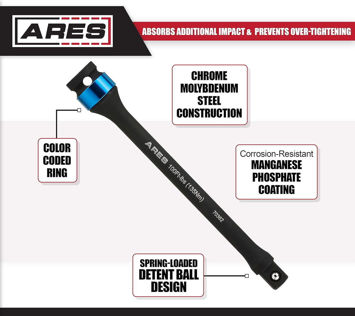 Chrome Moly 1/2-Inch Drive 8-Inch Long Impact Grade Extension Bar Set M5722