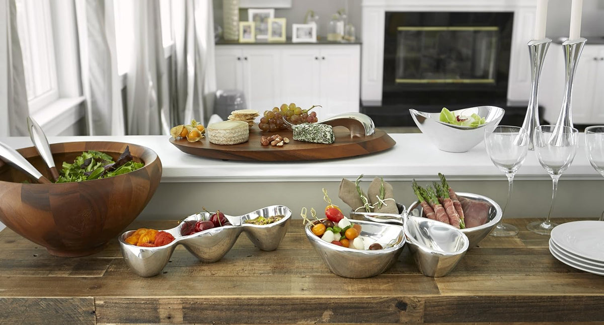 3 Piece Acacia Wood and Glass Condiment Server E778