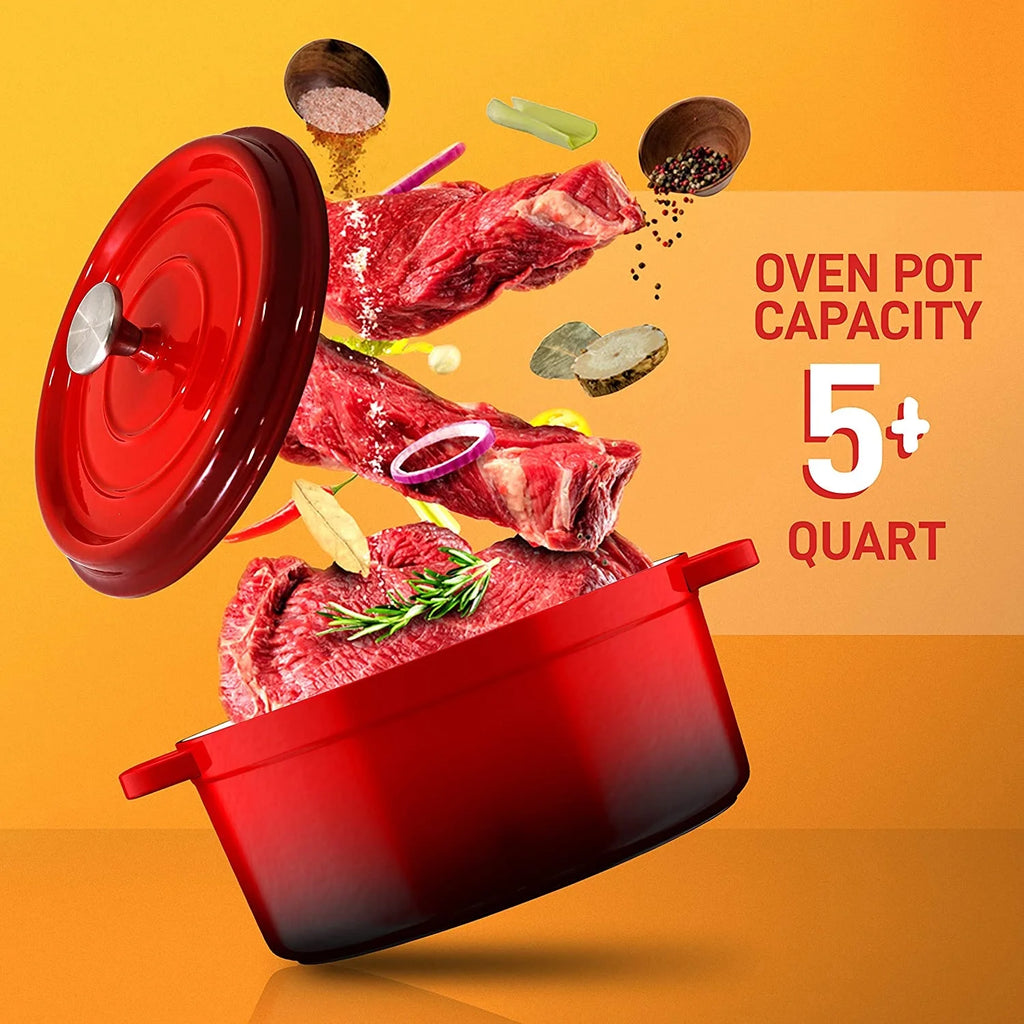 Red Enameled Cast Iron Dutch Oven M2247