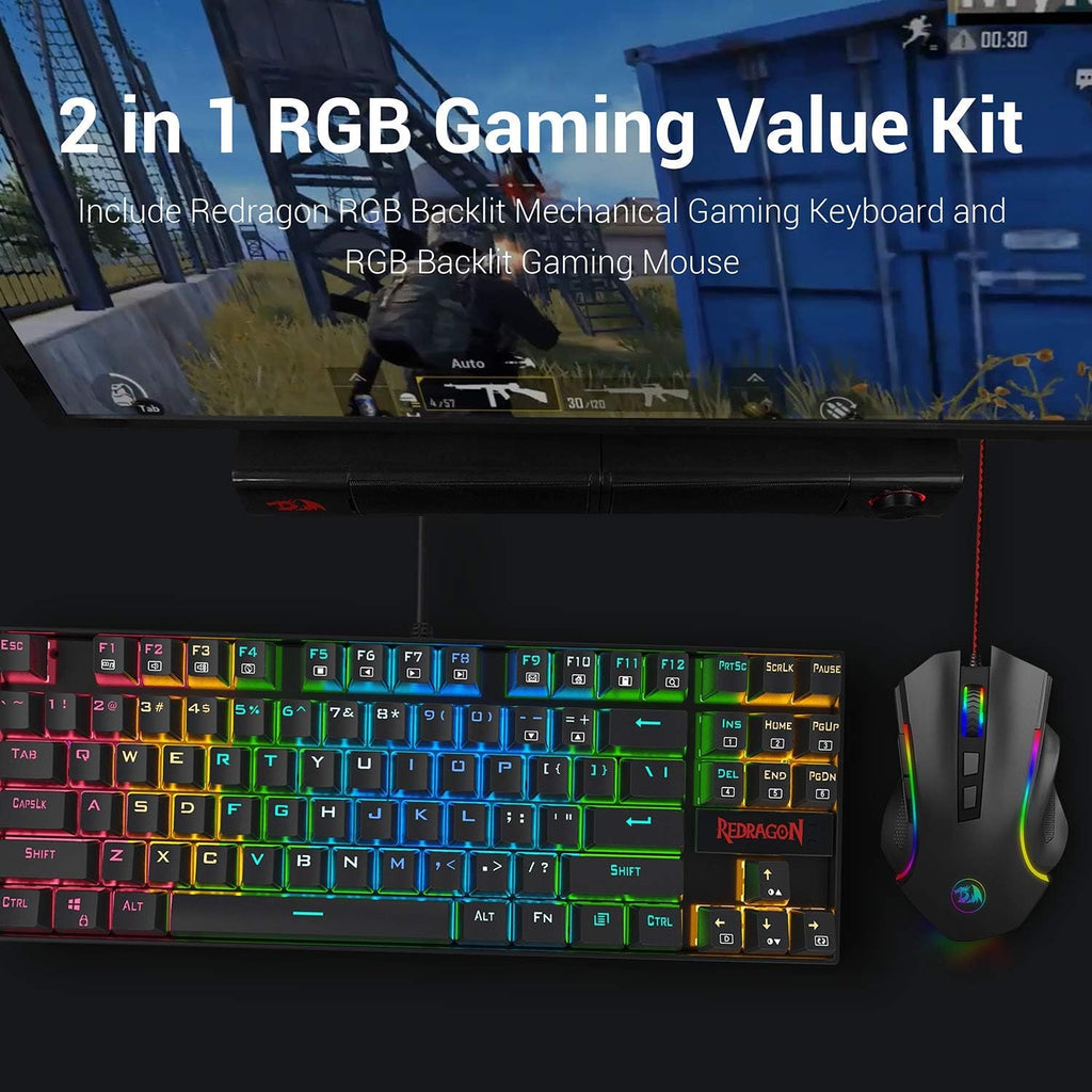 Mechanical Gaming Keyboard and Mouse Combo, Tenkeyless, 60% with Arrow Key, 7200 DPI Mouse, Pack of 2 H125