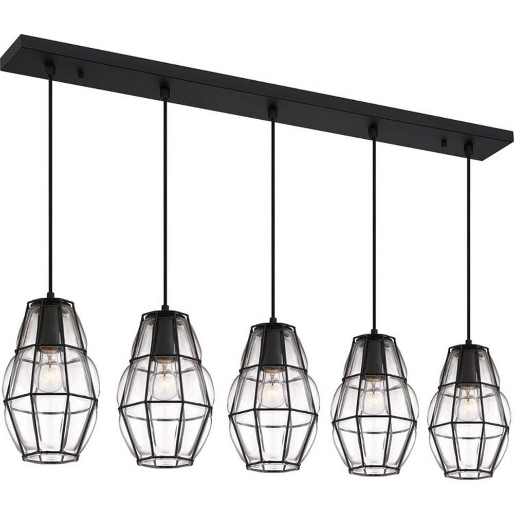 5 Light Island Black Finish with Clear Glass O79697