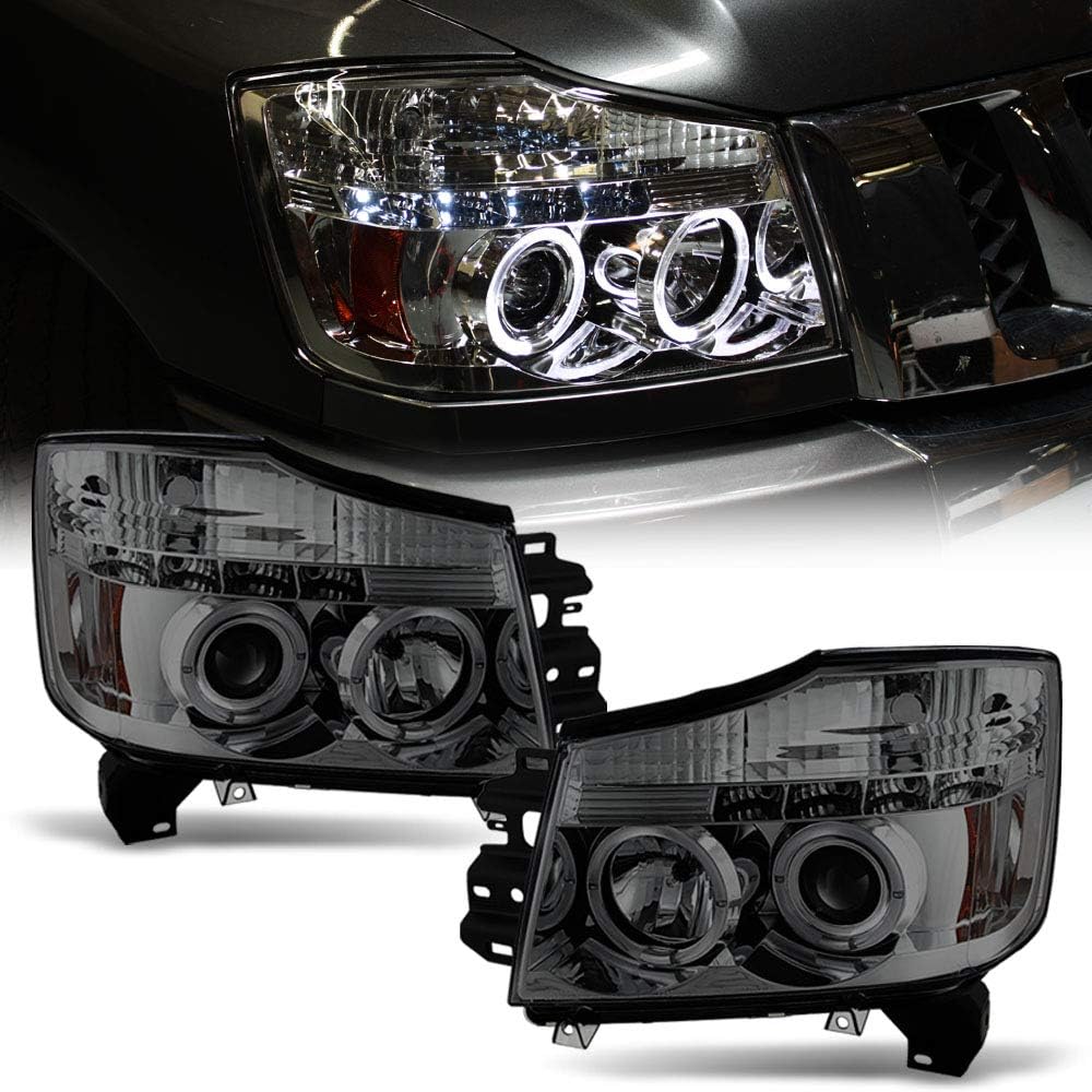 LED Dual Halo Black Housing Projector Headlights Headlamps S444642