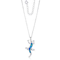 18" Rhodium Created Opal Lizard Cable Chain Necklace G23535