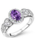925 Sterling Silver Purple Amethyst Engagement Ring F53476
