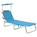 Folding Sun Lounger with Canopy Steel Turquoise and Blue E14109