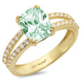 3.96ct Cushion Cut VVS1 Green Simulated Diamond Solid 18k Yellow Gold Solitaire Ring Size 3.5 I3794