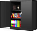 Black Locking Metal Cabinet with 2 Doors, 4 Adjustable Shelves C23452