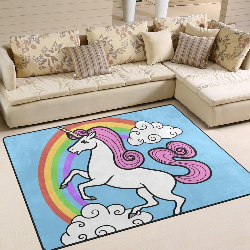 Unicorn with Rainbow Clouds Lightweight Carpet Mats Area Rug O658415