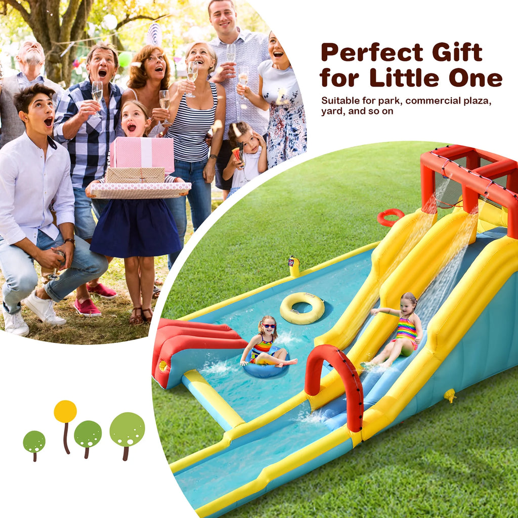 Inflatable Dual Slide Water Park Climbing Bouncer with 735W Blower Q847