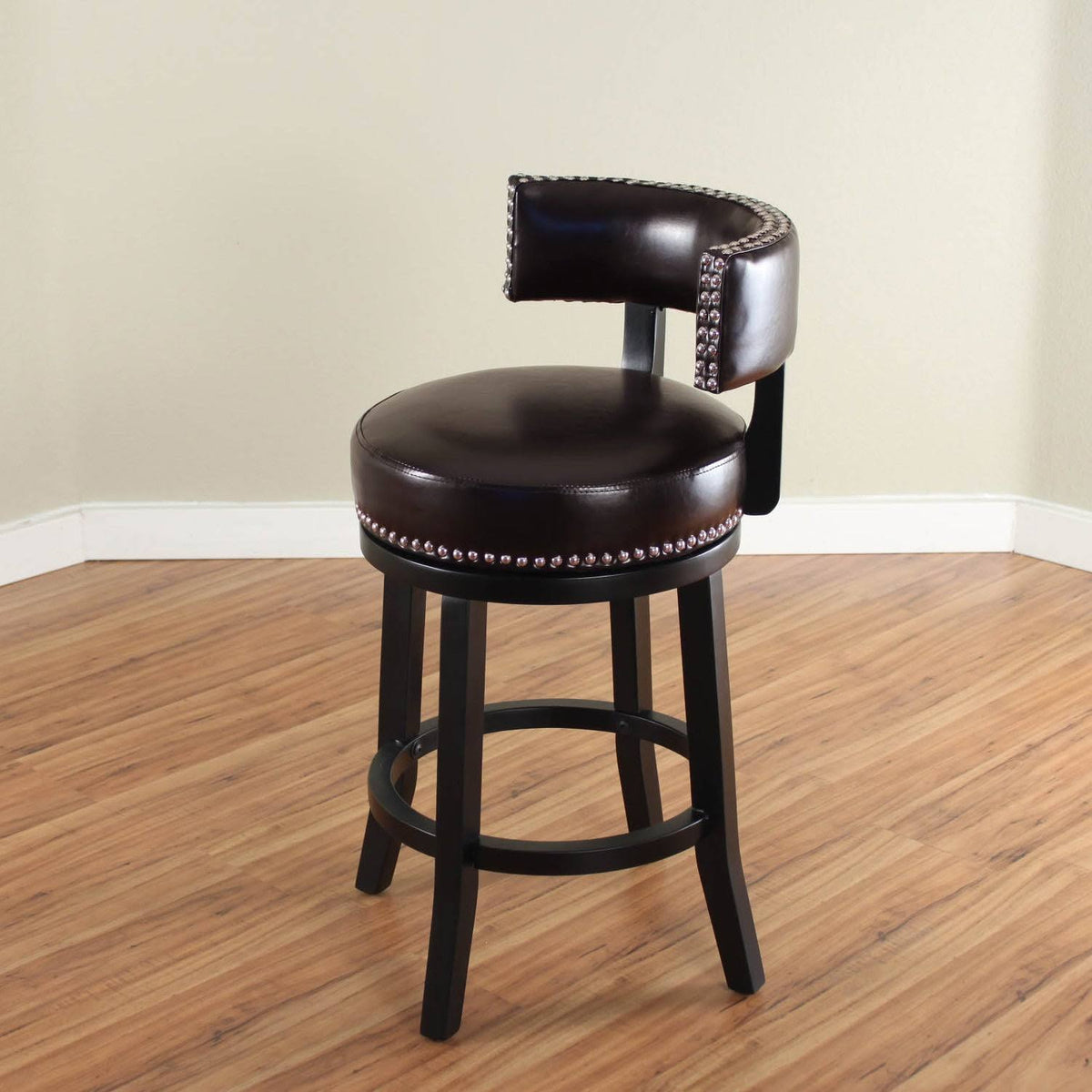 Light Brown Swivel Leather Counter Stool X336154