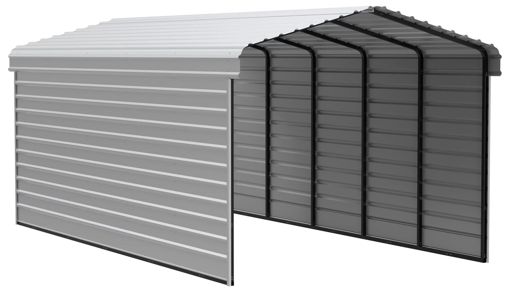 Galvanized Steel Carport Kit with 2-Sided Enclosure G1609
