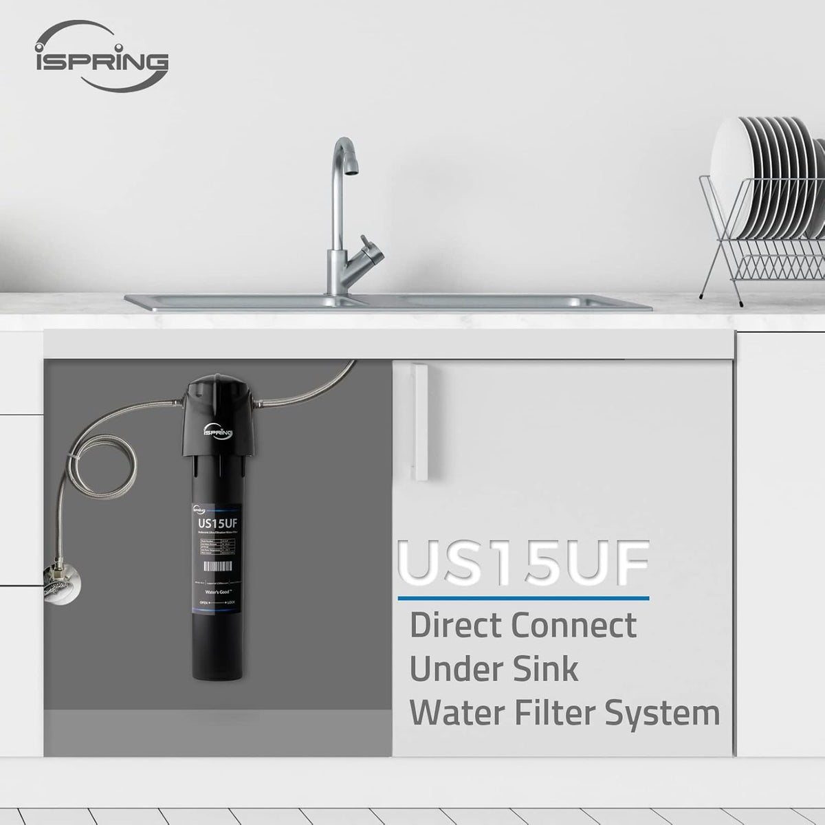 0.01μm Under Sink Water Filter System, 15K Gal, Black O387245