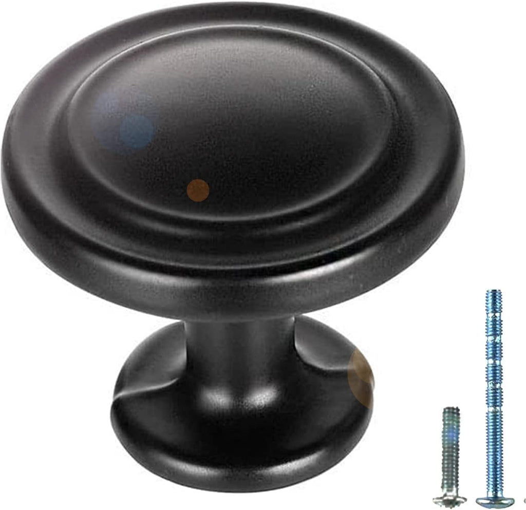 10 Pack Matte Black Cabinet Knobs 1-1/4 Inch W52381