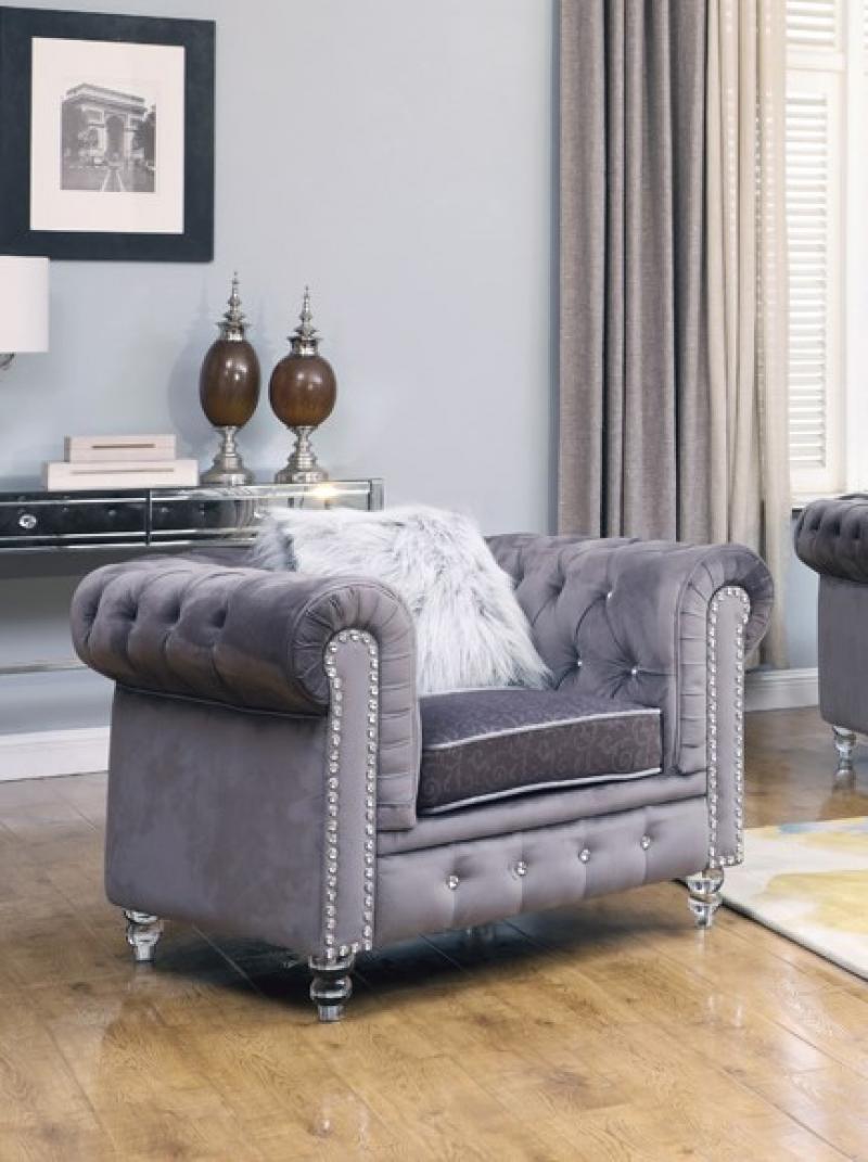 Gray Fabric Sofa Set 3Pcs U91594