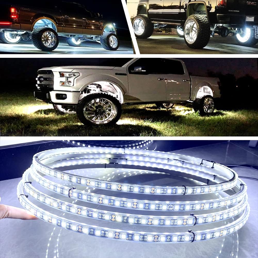 17IN Pure White LED Wheel Ring Light Kit 4PCS Single Row Waterproof K956472