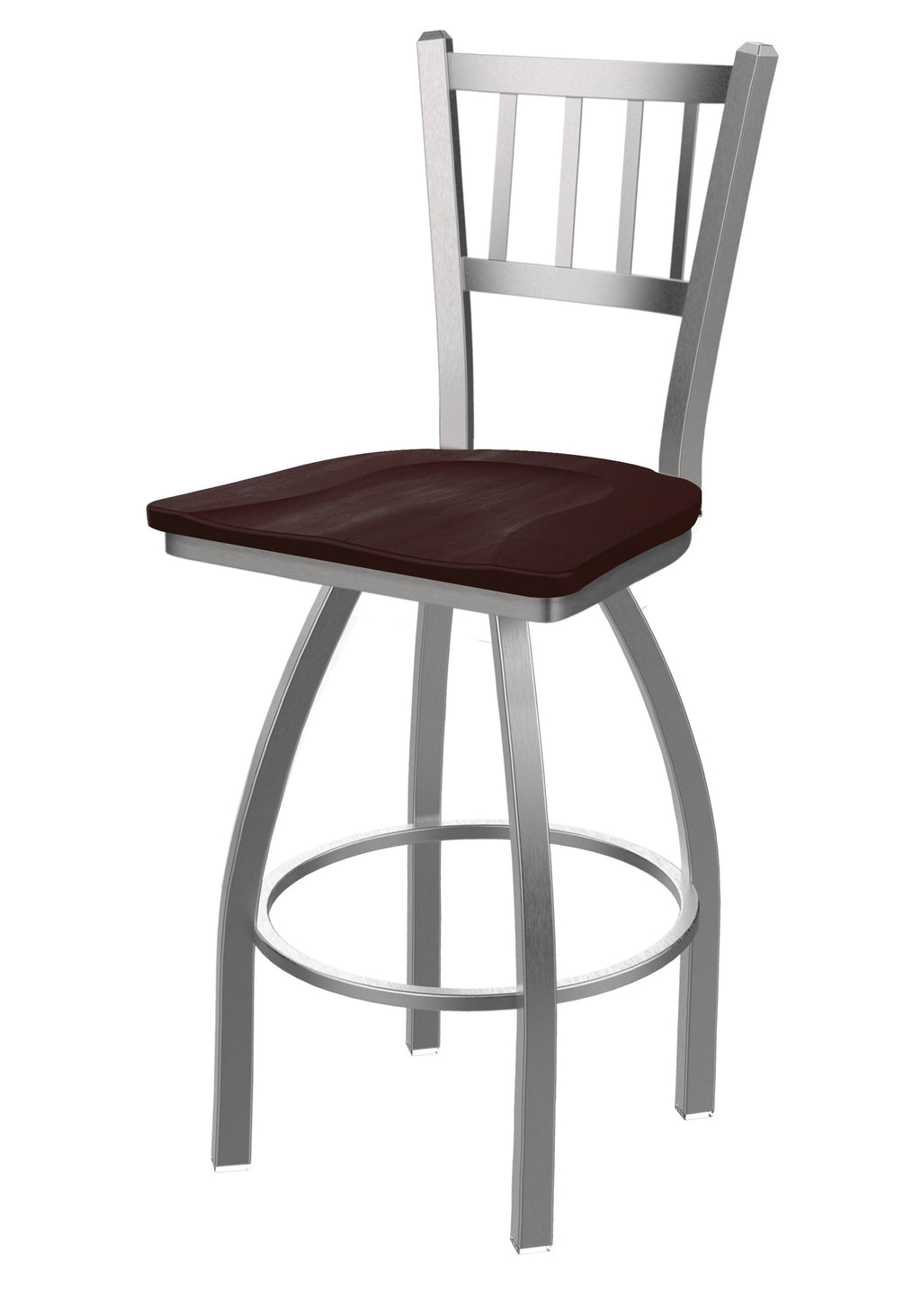 Swivel Counter Stool with Stainless Finish and Dark Cherry Maple Seat X40130