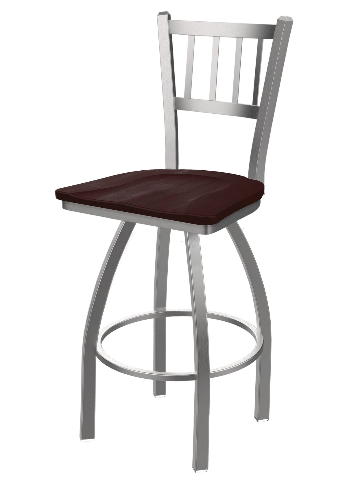 Swivel Counter Stool with Stainless Finish and Dark Cherry Maple Seat X40130