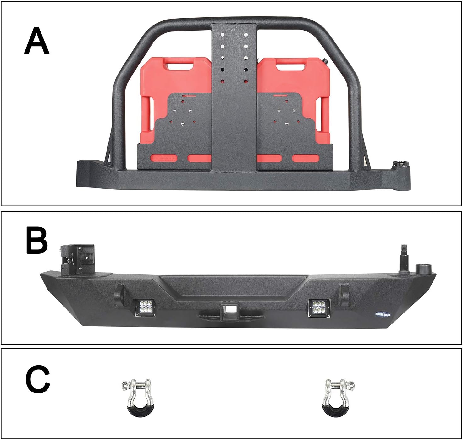 Steel Rear Bumper with Spare Tire Carrier & Hitch Receiver D612