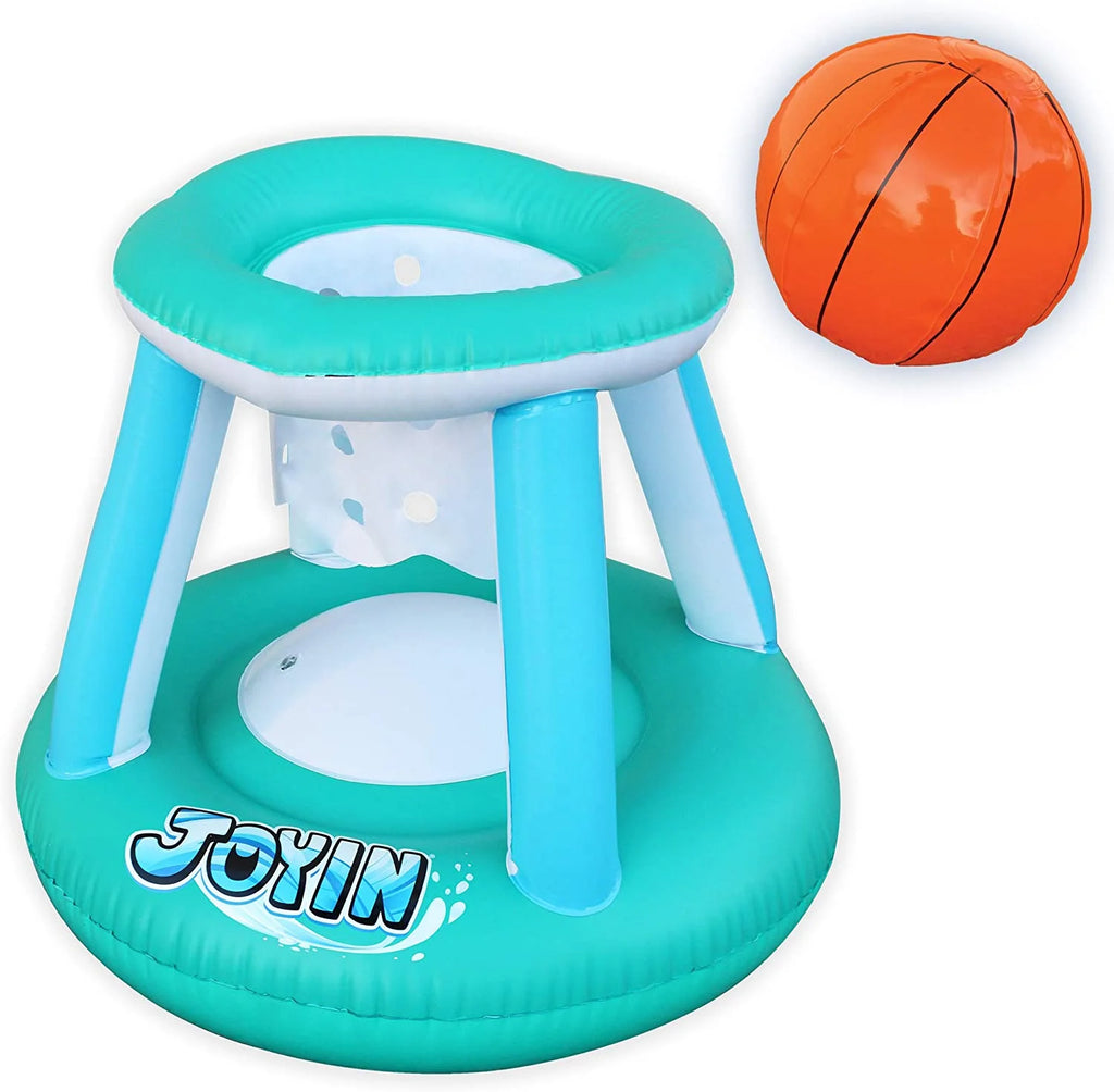 Inflatable Pool Float Set with Volleyball Net & Basketball Hoops Balls I71811