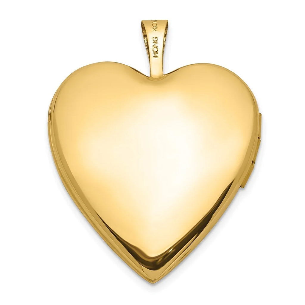 14k Yellow Gold Textured Polished Engravable 20mm Love Heart Locket Jewelry O562