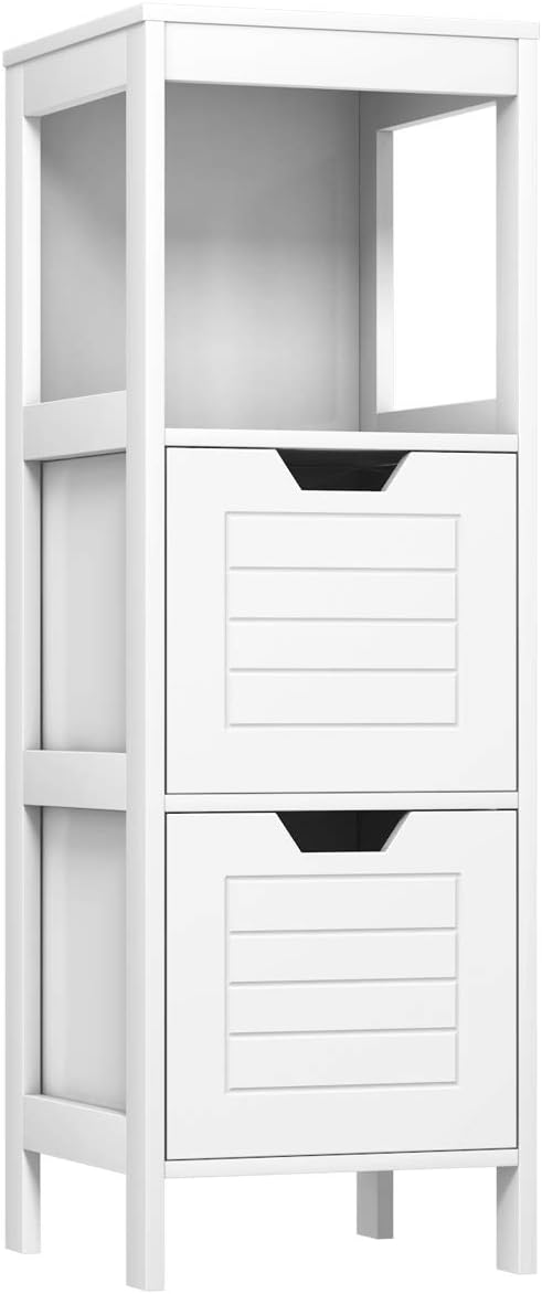 Espresso Wood Bathroom Floor Cabinet with 2 Adjustable Drawers G89343