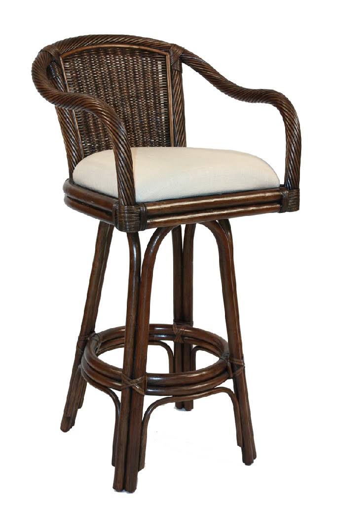 Indoor Swivel Rattan & Wicker Bar Stool in Antique Finish W995