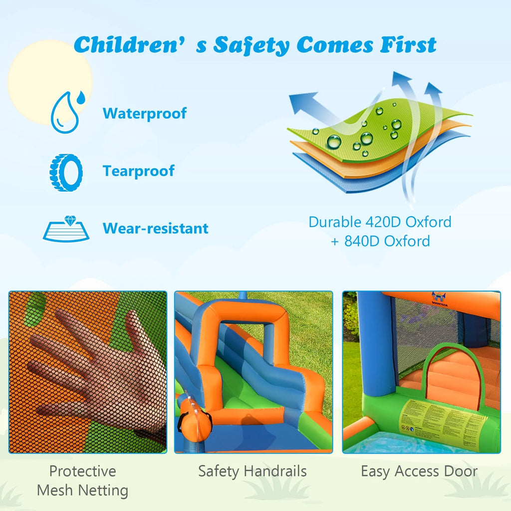 Inflatable Water Slide Bounce Castle with Dual Climbing Walls & 750W Blower U478370