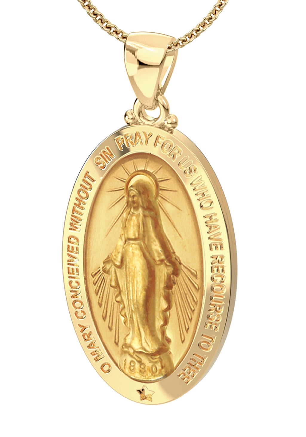 14K Yellow Gold Oval Pendant Necklace V540
