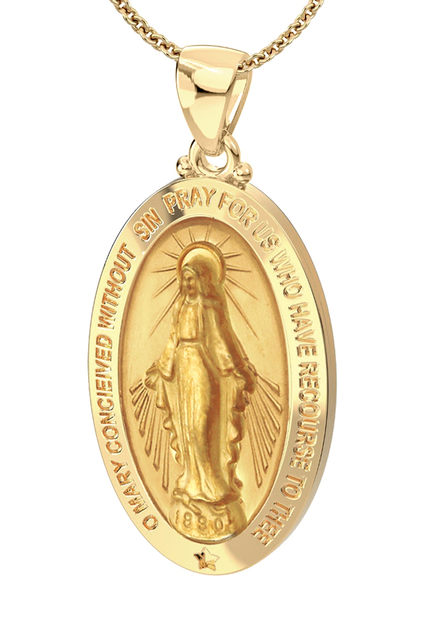 14K Yellow Gold Oval Pendant Necklace V540
