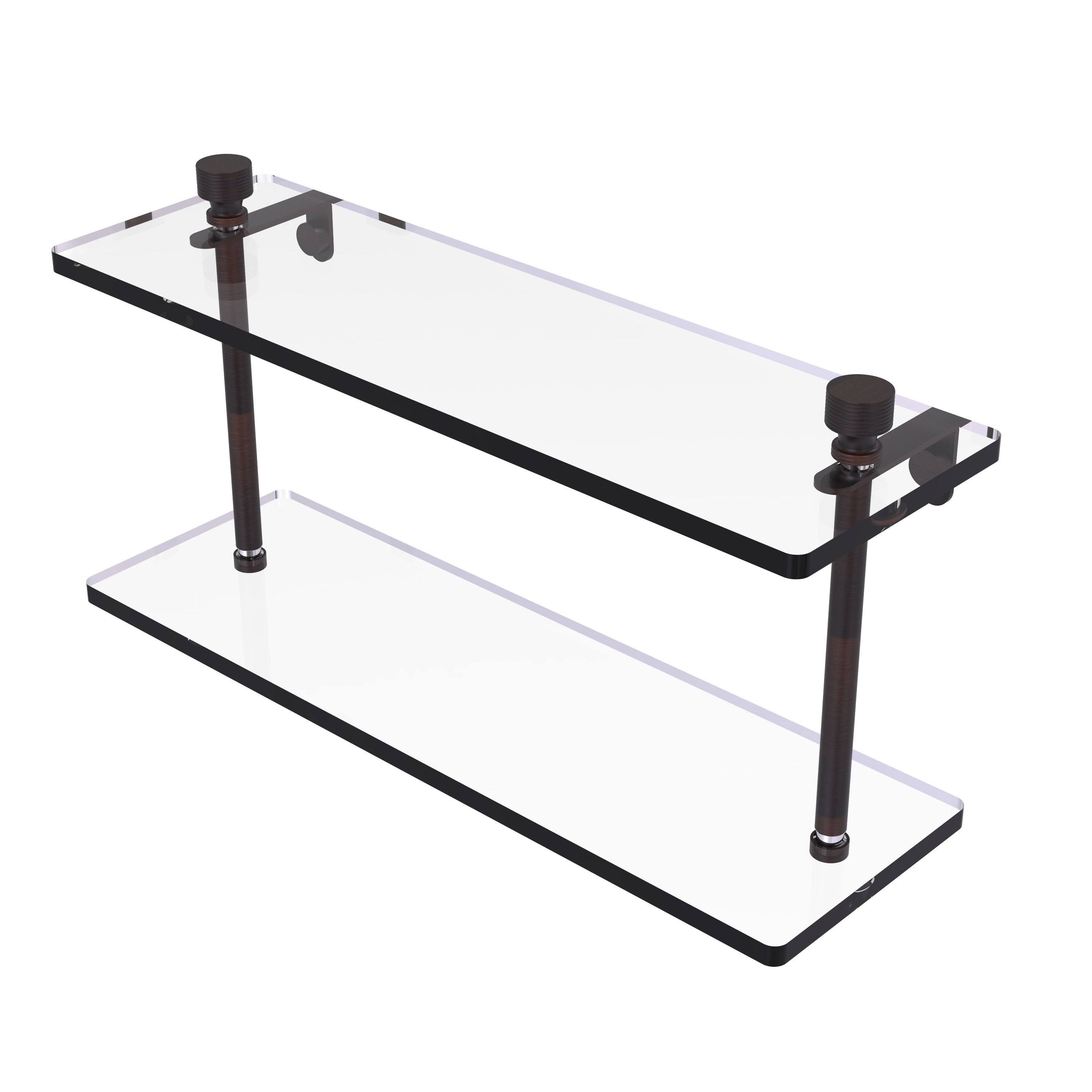 22 inch Two Tiered Glass Shelf Brushed Bronze C21403