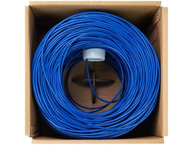 Cat5e Plenum Bulk Ethernet Cable, 1000ft, Blue, Solid Bare Copper, 24AWG 4 Pair, Unshielded Twisted Pair L9671