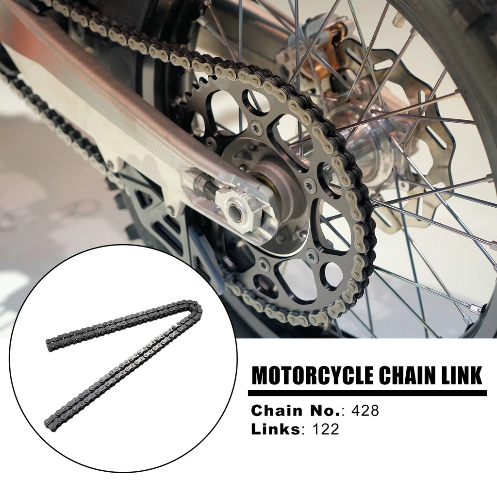 428 Motorcycle Chain 122 Link Non O-Ring with Connecting Master Link I451203