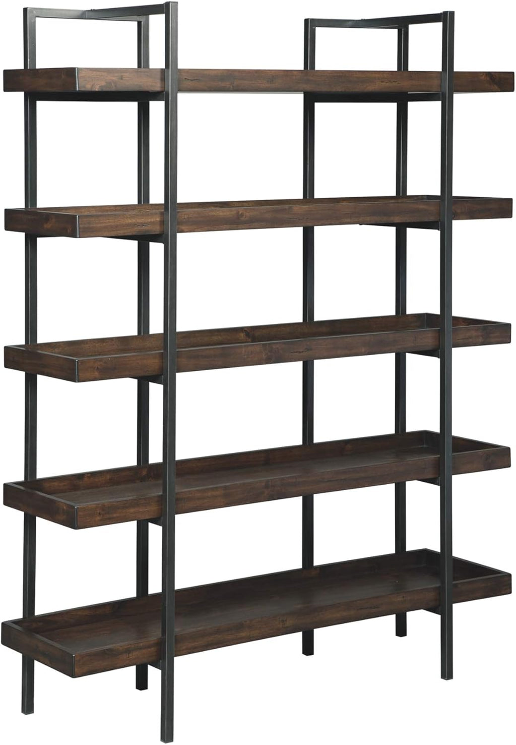 Industrial Geometric 5 Shelf Bookcase, Brown and Black C1701