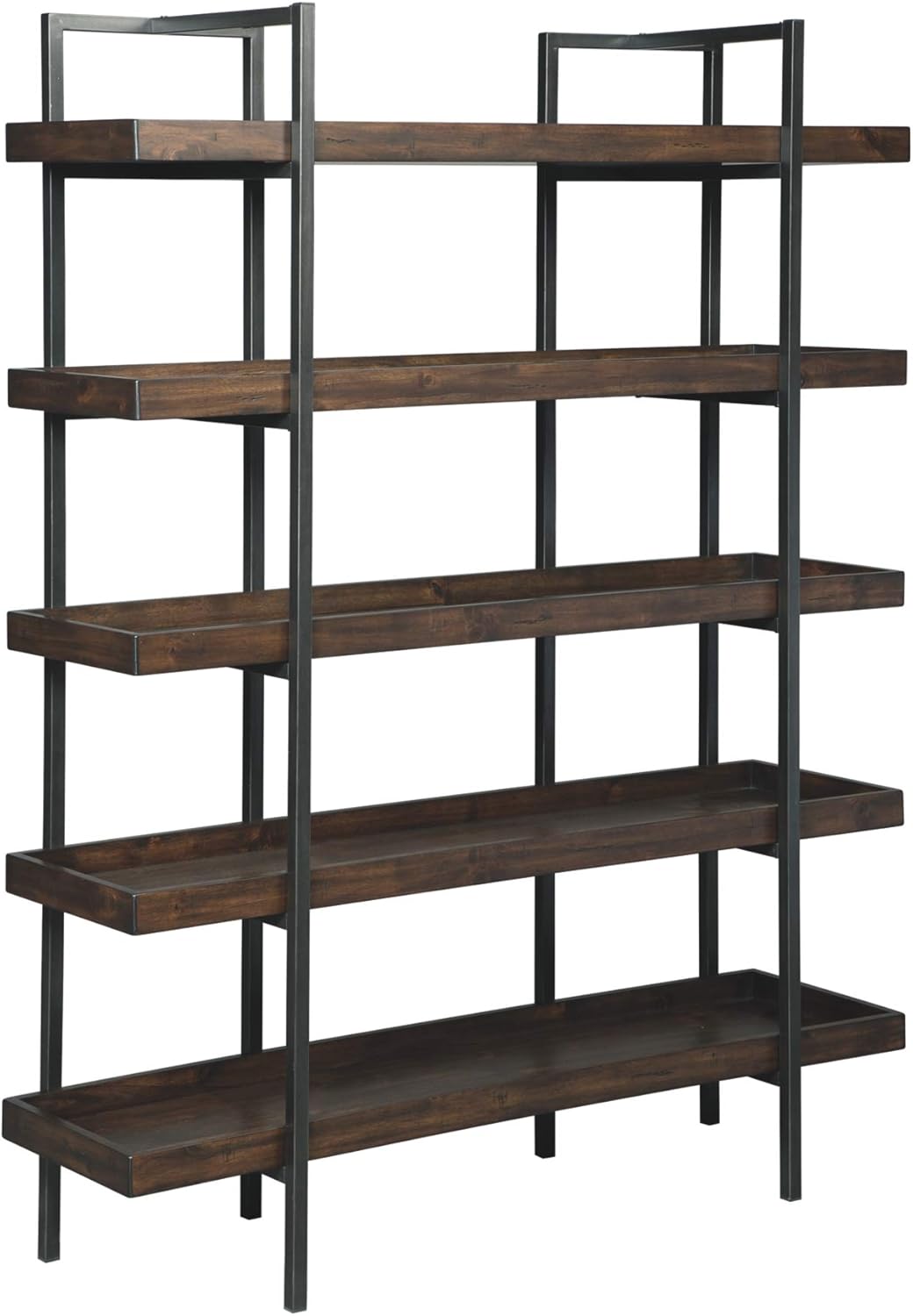 Industrial Geometric 5 Shelf Bookcase, Brown and Black C1701