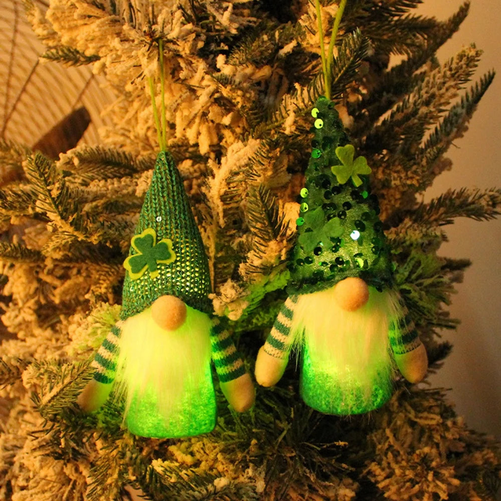 2 Pack St Patricks Day Gnome Plush Elf Decorations Table Decor Ornament Dwarf Figurines Green Handmade Faceless Gnome E5117