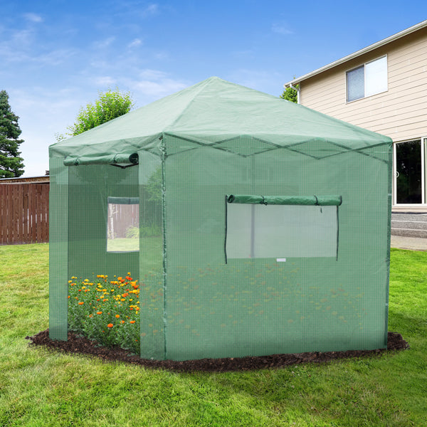 8'x8' Portable Walk-in Greenhouse with PE Cover E3967