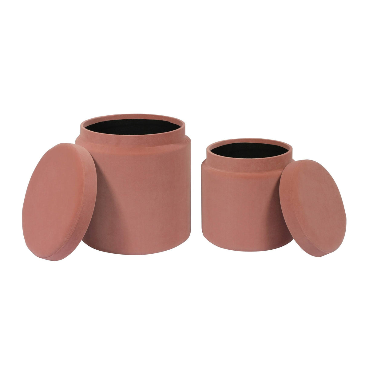 Salmon Velvet Storage Ottomans - Set of 2 H9951