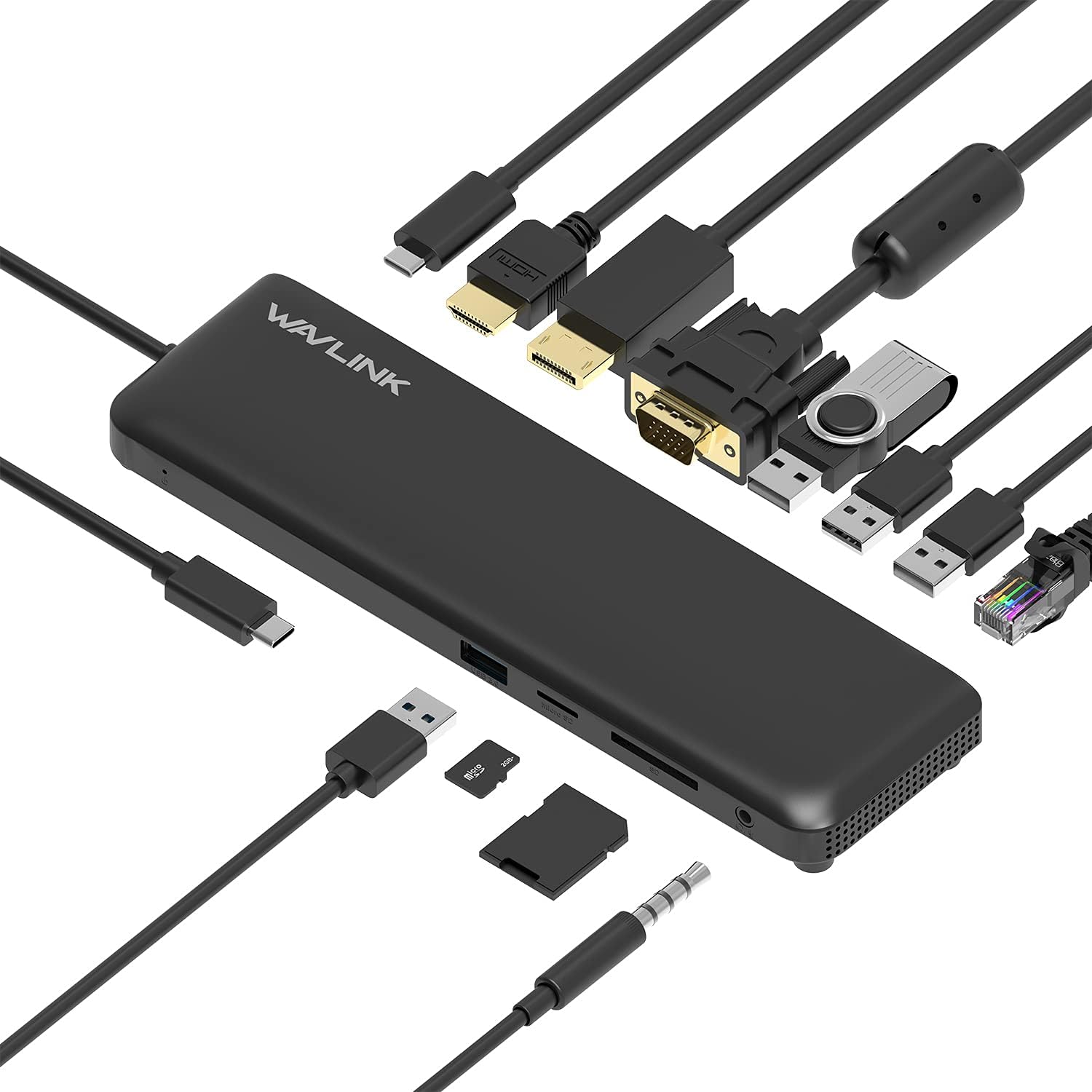 USB 3.0 Universal Docking Station, 14-in-1 Aluminum Dual 4K Adapter with 2 HDMI & DisplayPort, Ethernet, 6 USB 3.0, Audio, DC Jack X314