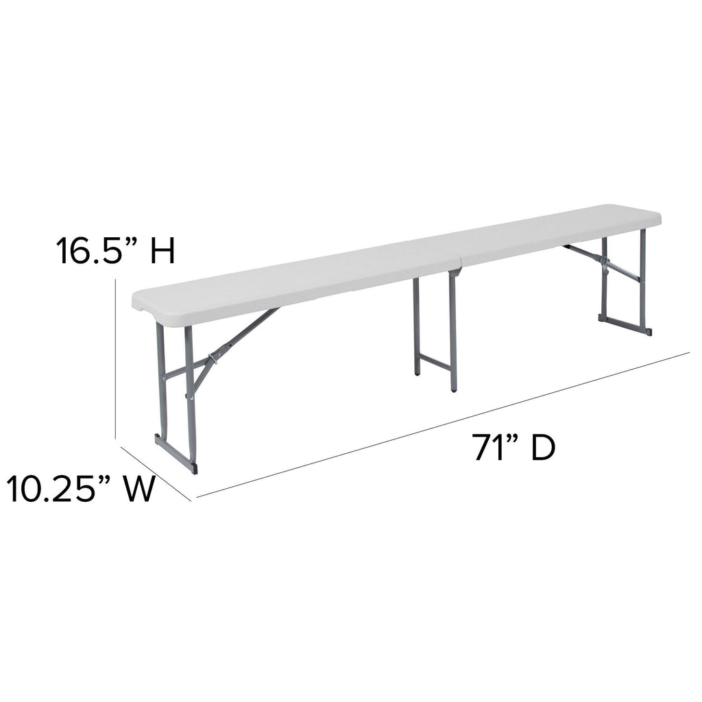 10.25 x 71 Inch Granite White Plastic Bench with Carrying Handle Q39863