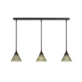 Three Light Mini Pendant with Bronze Finish and Chocolate Icing Glass Y7836