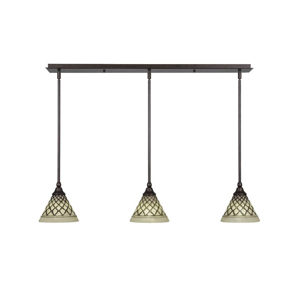 Three Light Mini Pendant with Bronze Finish and Chocolate Icing Glass Y7836