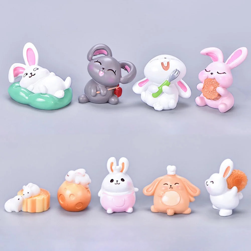 Resin Dollhouse Miniature Moon Cake Rabbit Ornaments P163