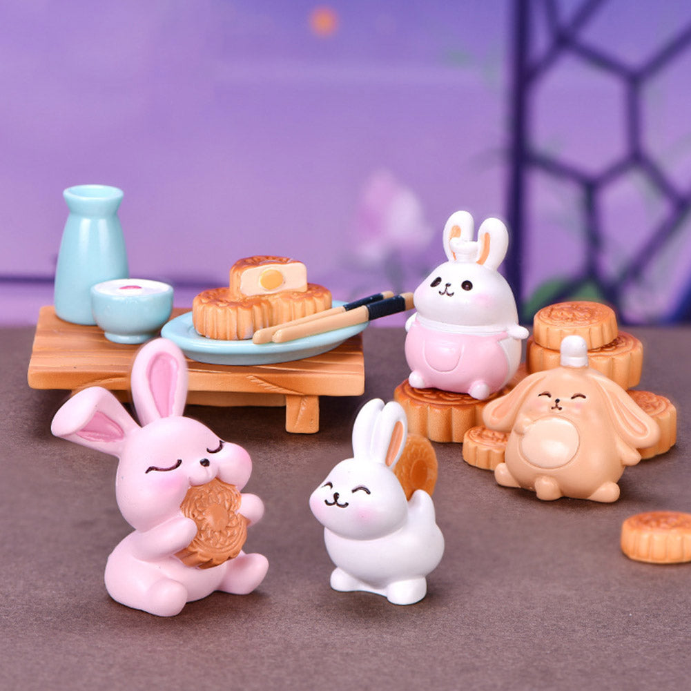 Resin Dollhouse Miniature Moon Cake Rabbit Ornaments P163